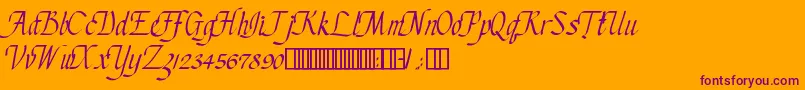 ChanceryCursive-Schriftart – Violette Schriften auf orangefarbenem Hintergrund