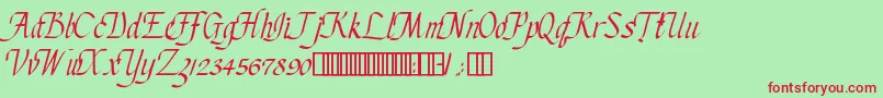 ChanceryCursive-Schriftart – Rote Schriften auf grünem Hintergrund