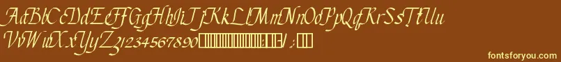 ChanceryCursive-fontti – keltaiset fontit ruskealla taustalla