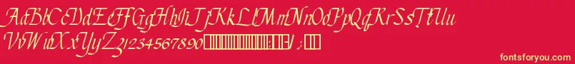 Fonte ChanceryCursive – fontes amarelas em um fundo vermelho