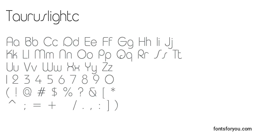 Schriftart Tauruslightc – Alphabet, Zahlen, spezielle Symbole