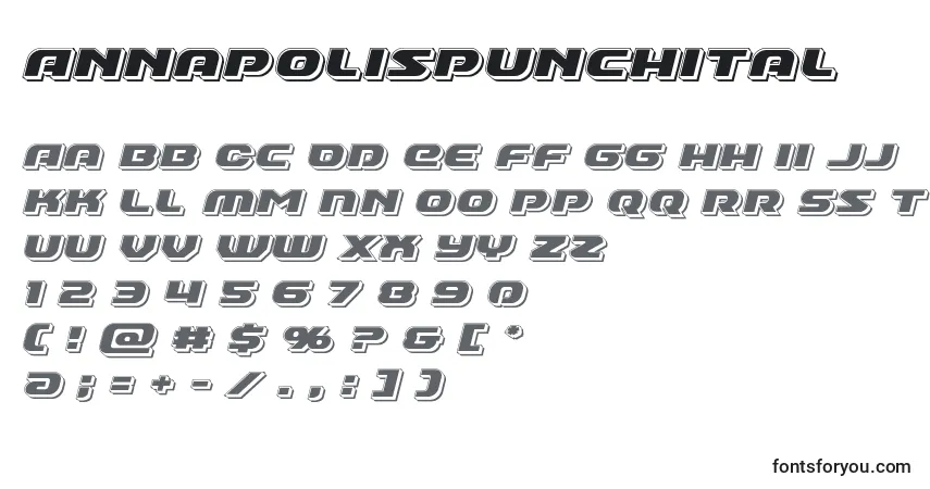 Annapolispunchital-fontti – aakkoset, numerot, erikoismerkit