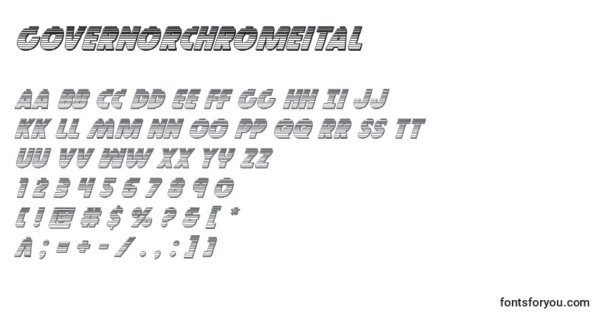 Schriftart Governorchromeital – Alphabet, Zahlen, spezielle Symbole