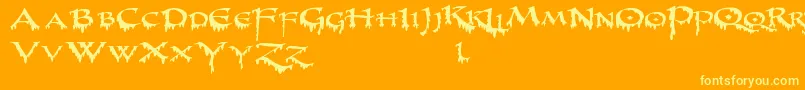 PrUncialCreepyWide Font – Yellow Fonts on Orange Background