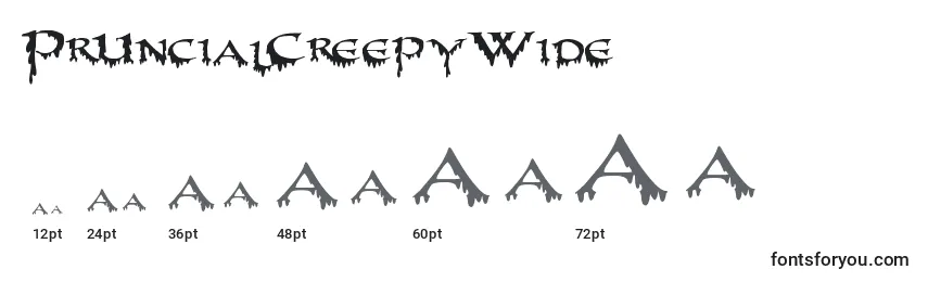 PrUncialCreepyWide Font Sizes