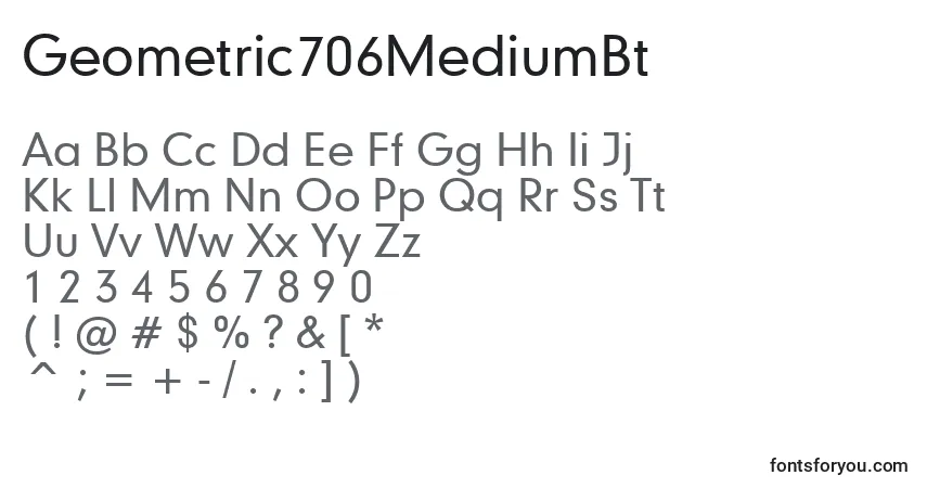 Czcionka Geometric706MediumBt – alfabet, cyfry, specjalne znaki