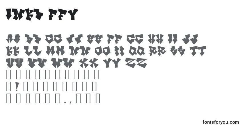 A fonte Inkb ffy – alfabeto, números, caracteres especiais