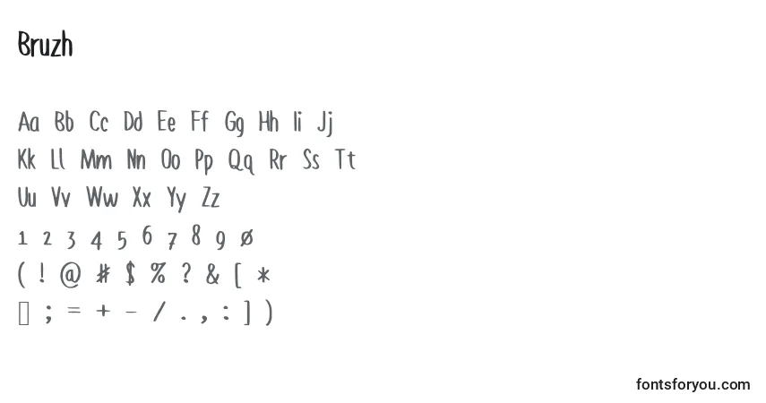 Schriftart Bruzh – Alphabet, Zahlen, spezielle Symbole