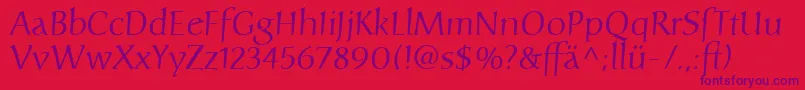 Więcej informacji o czcionce CarolinaLtDfr Czcionka CarolinaLtDfr – fioletowe czcionki na czerwonym tle