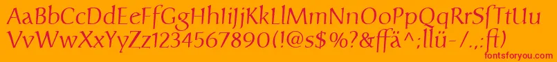 フォントCarolinaLtDfr – オレンジの背景に赤い文字