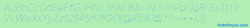 fuente UnimanUltralightitalic – Fuentes Azules Sobre Fondo Verde