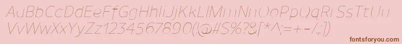 UnimanUltralightitalic Font – Brown Fonts on Pink Background