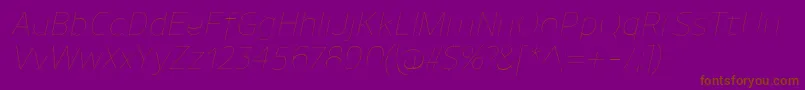 Fonte UnimanUltralightitalic – fontes marrons em um fundo roxo