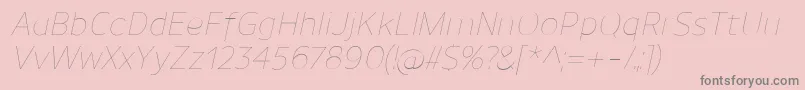 Fonte UnimanUltralightitalic – fontes cinzas em um fundo rosa