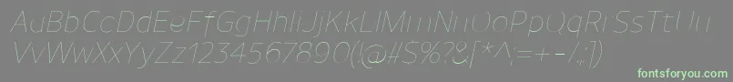 UnimanUltralightitalic-Schriftart – Grüne Schriften auf grauem Hintergrund