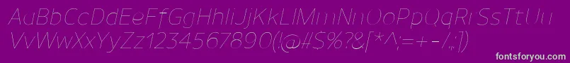 UnimanUltralightitalic Font – Green Fonts on Purple Background