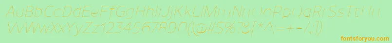 UnimanUltralightitalic Font – Orange Fonts on Green Background