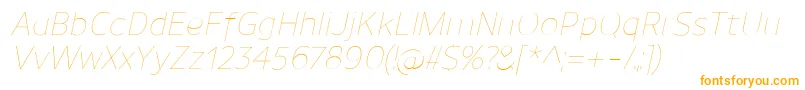 UnimanUltralightitalic-Schriftart – Orangefarbene Schriften auf weißem Hintergrund