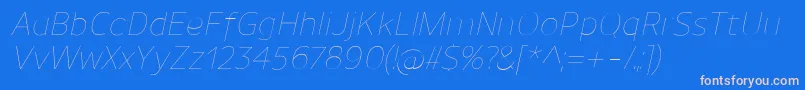 UnimanUltralightitalic Font – Pink Fonts on Blue Background