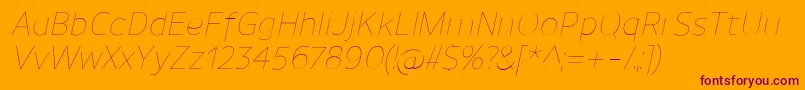 UnimanUltralightitalic Font – Purple Fonts on Orange Background