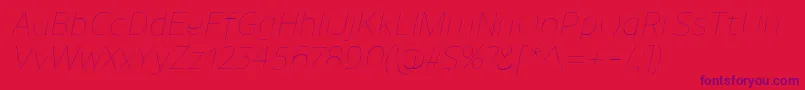 UnimanUltralightitalic Font – Purple Fonts on Red Background