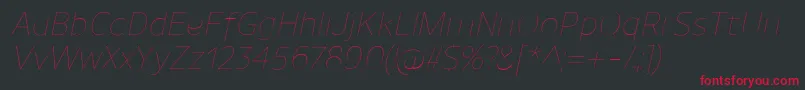 UnimanUltralightitalic Font – Red Fonts on Black Background