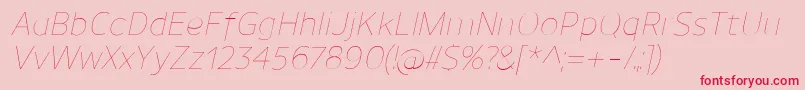 UnimanUltralightitalic-fontti – punaiset fontit vaaleanpunaisella taustalla