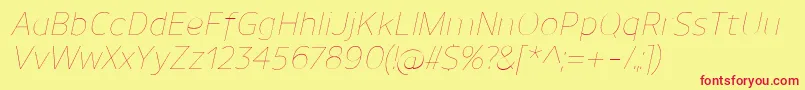 Шрифт UnimanUltralightitalic – красные шрифты на жёлтом фоне