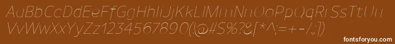 UnimanUltralightitalic Font – White Fonts on Brown Background