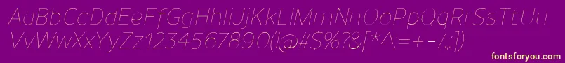 Шрифт UnimanUltralightitalic – жёлтые шрифты на фиолетовом фоне