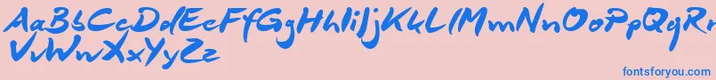 フォントDeborstelBrushReduced – ピンクの背景に青い文字