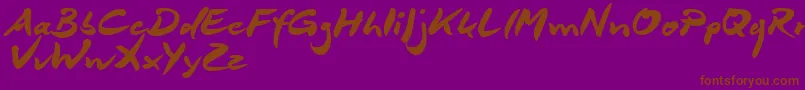DeborstelBrushReduced-Schriftart – Braune Schriften auf violettem Hintergrund