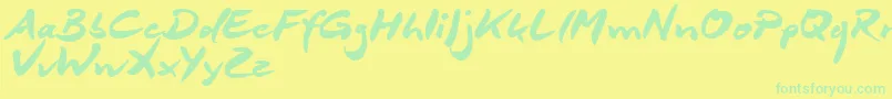 DeborstelBrushReduced-Schriftart – Grüne Schriften auf gelbem Hintergrund