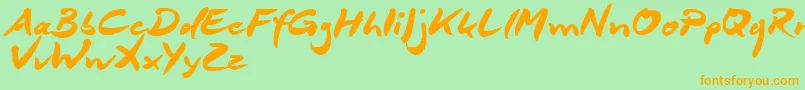 DeborstelBrushReduced Font – Orange Fonts on Green Background