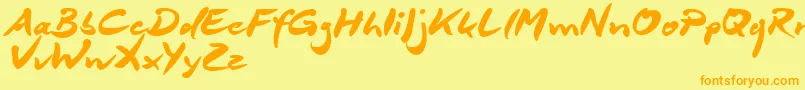 DeborstelBrushReduced Font – Orange Fonts on Yellow Background