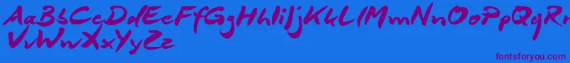 DeborstelBrushReduced Font – Purple Fonts on Blue Background