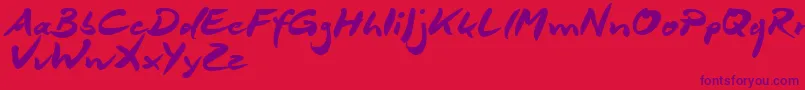 Czcionka DeborstelBrushReduced – fioletowe czcionki na czerwonym tle