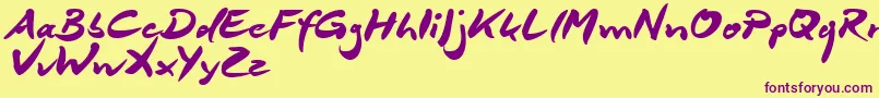 DeborstelBrushReduced Font – Purple Fonts on Yellow Background
