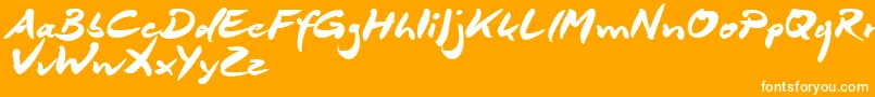 DeborstelBrushReduced-fontti – valkoiset fontit oranssilla taustalla