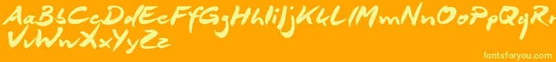 DeborstelBrushReduced Font – Yellow Fonts on Orange Background