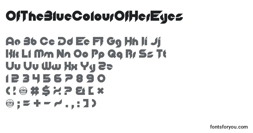 Schriftart OfTheBlueColourOfHerEyes – Alphabet, Zahlen, spezielle Symbole