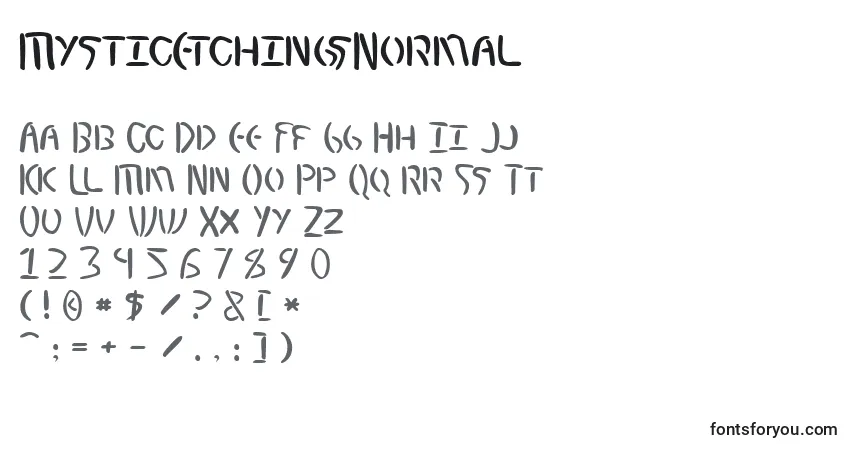 Шрифт MysticEtchingsNormal – алфавит, цифры, специальные символы