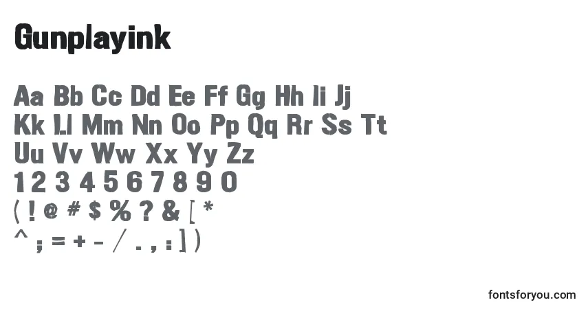 Schriftart Gunplayink – Alphabet, Zahlen, spezielle Symbole