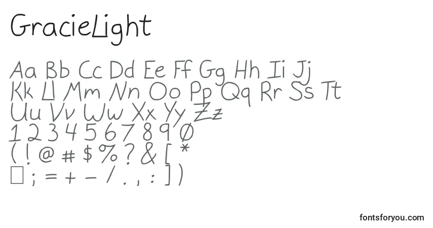 A fonte GracieLight – alfabeto, números, caracteres especiais