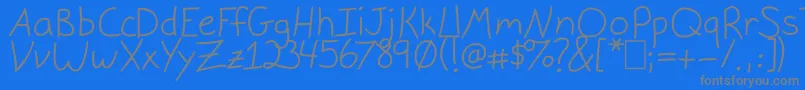 GracieLight-fontti – harmaat kirjasimet sinisellä taustalla