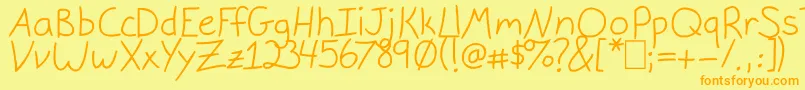 フォントGracieLight – オレンジの文字が黄色の背景にあります。