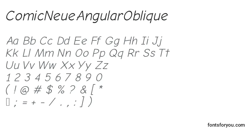 A fonte ComicNeueAngularOblique – alfabeto, números, caracteres especiais