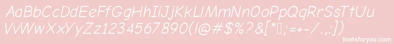 ComicNeueAngularOblique Font – White Fonts on Pink Background