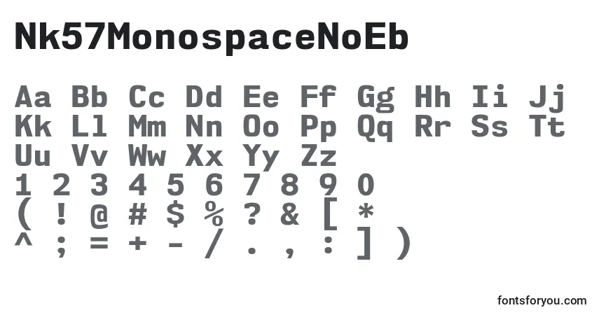 A fonte Nk57MonospaceNoEb – alfabeto, números, caracteres especiais