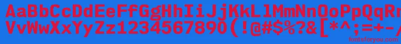 Nk57MonospaceNoEb Font – Red Fonts on Blue Background